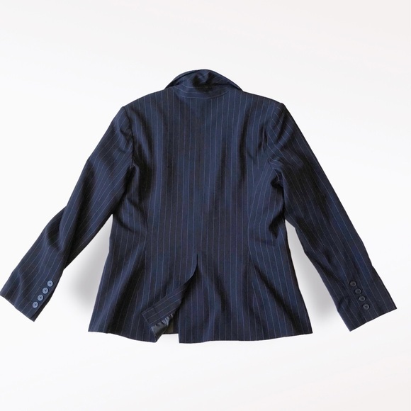 NORMA Kamali Blazer Indigo Navy Pinstripe Fitted Career Single Button 18 - Picture 7 of 11